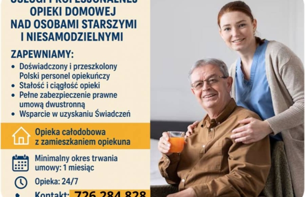 Opieka domowa nad seniorem Radom - 24 godziny/dobę. Całe Mazowieckie