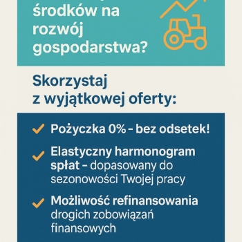 Pożyczka dla Rolnika bez BIK od 0%