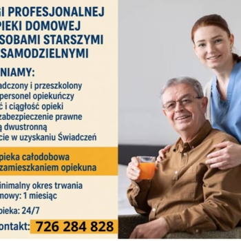 Opieka domowa nad seniorem Radom - 24 godziny/dobę. Całe Mazowieckie