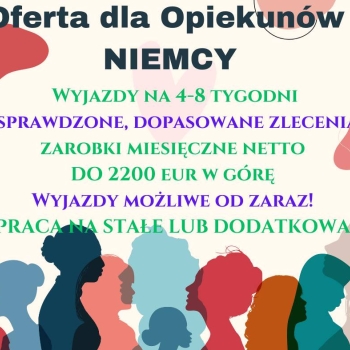 Praca dla Opiekunek w Niemczech - do 11 000 zł na rękę!